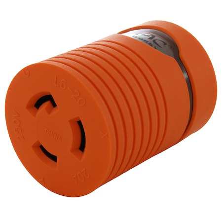 Ac Works Plug Adapter, L6-20R, 6-20P, L6-20P, 6-20P, 0 ft., Orange AD620L620